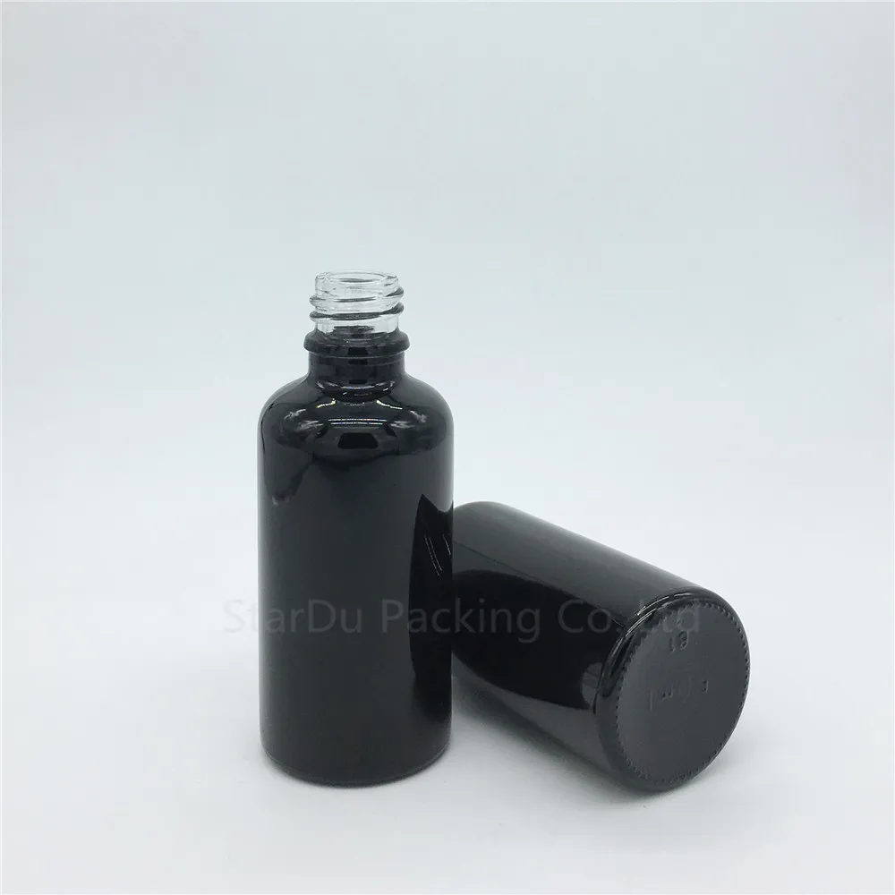 

240pcs/lot 50ml black glass essential oil bottle with Sub Silver aluminum ring dropper, 50cc glass perfume bottles