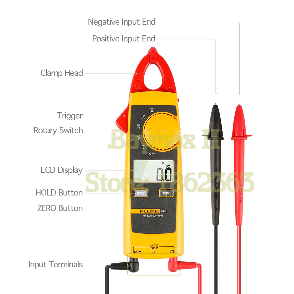 Цифровой зажим FLUKE 362 AC/DC 200A с базовыми функциями для измерения напряжения