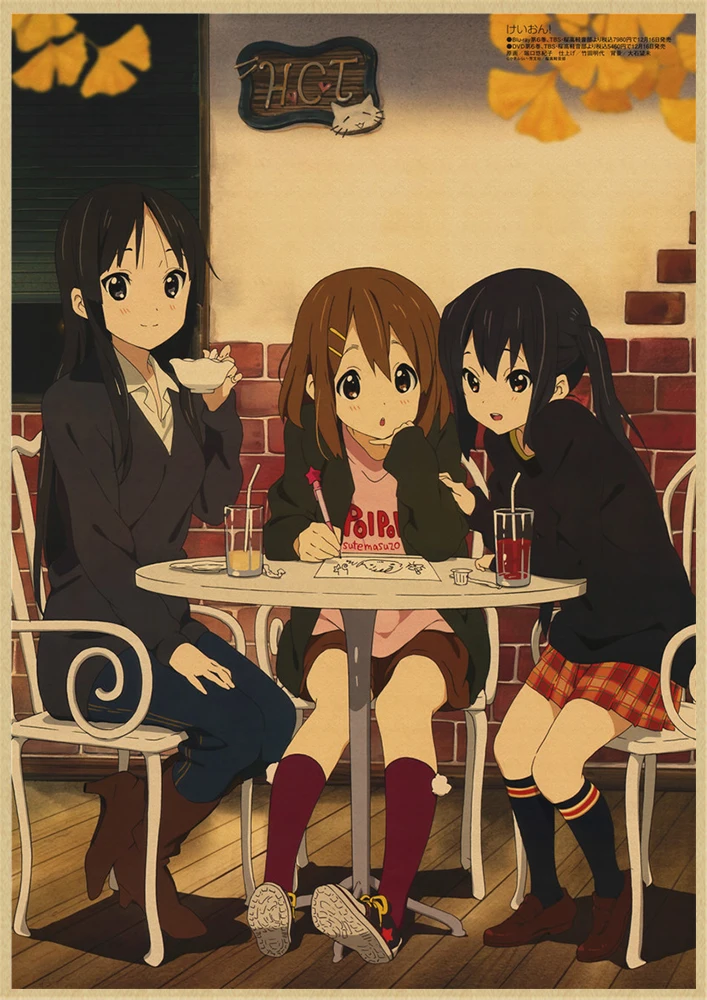 K-ON плакат из крафт-бумаги стикер стены японского аниме плакат из крафт-бумаги s домашний декор комнаты крафт-бумаги наклейки на стену