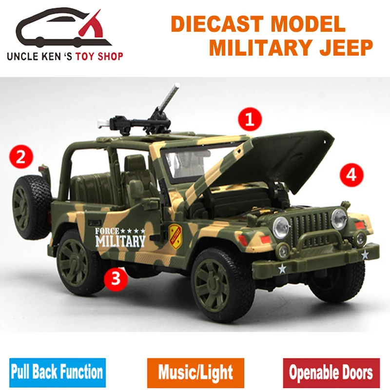 Модель джипа Diecast в стиле милитари армейские игрушечные машинки с подарочной