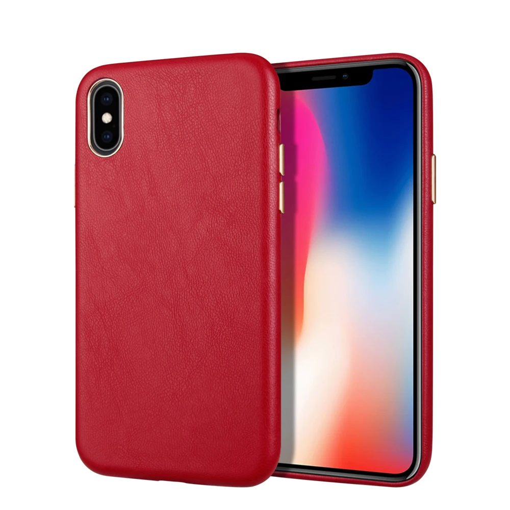 Red Роскошный деловой кожаный чехол для Iphone Xs Max Xr X Etui, ультра-светильник, мягкий чехол для телефона Iphone 8, 7 Plus, металлическая кнопка - Цвет: Red