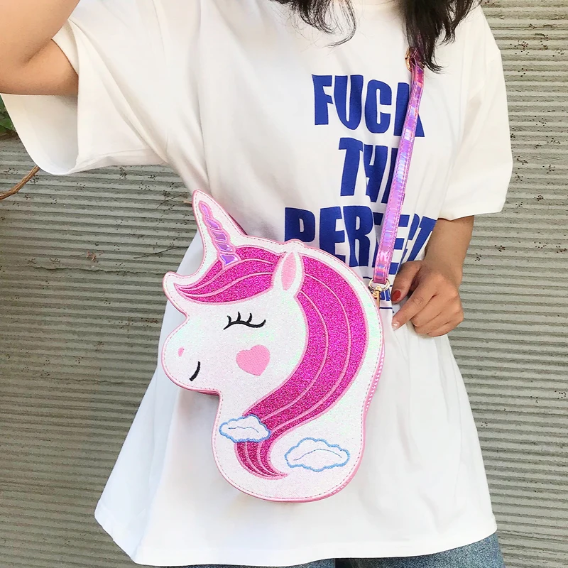 Fashion Cute Smiling Unicorn Pu Young Girl's Shoulder Bag Tote Crossbody For Women Bolsa Purse Handbag Clutch | Багаж и сумки