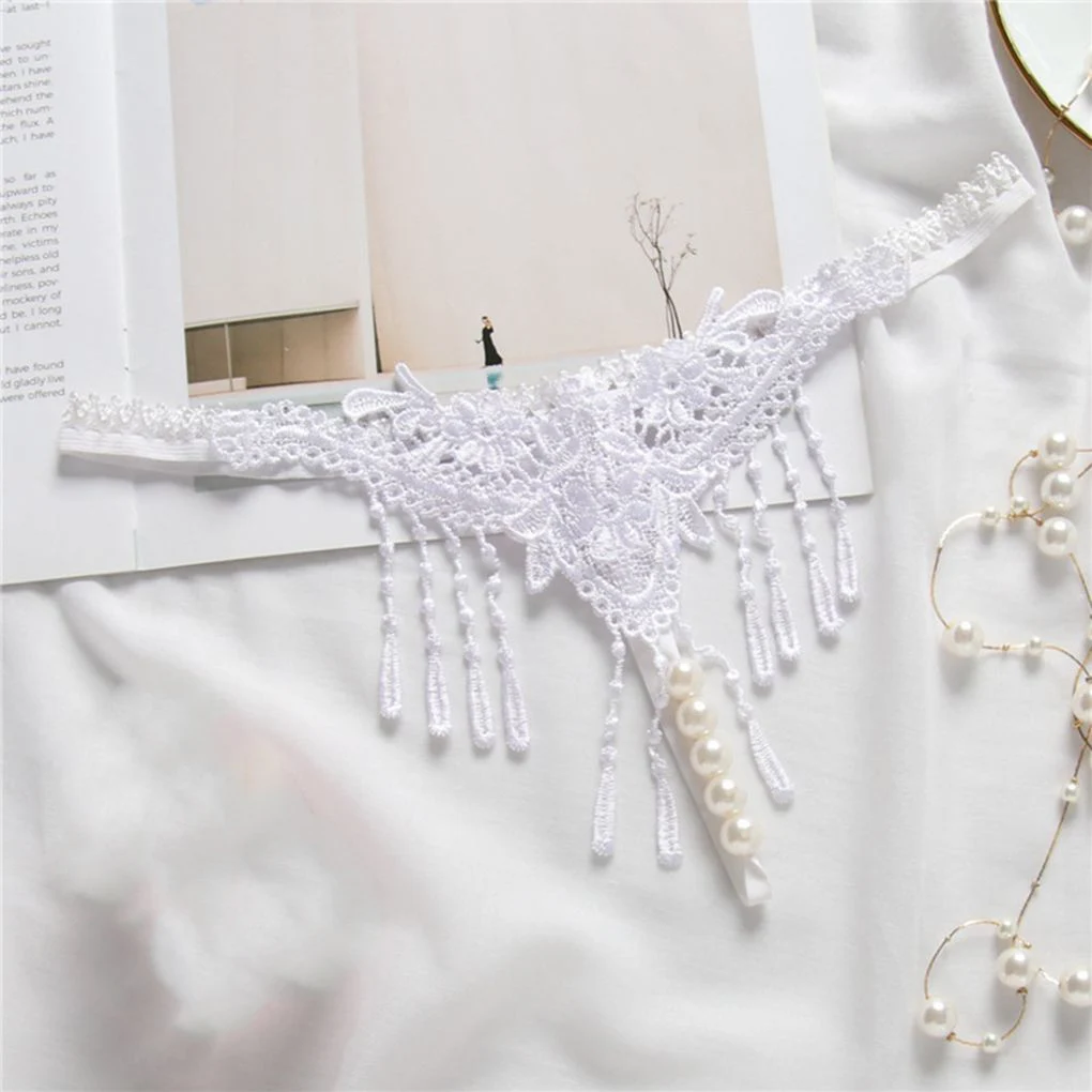 Стринги с вышивкой и жемчужной кисточкой женские Соблазнительные трусики трусы