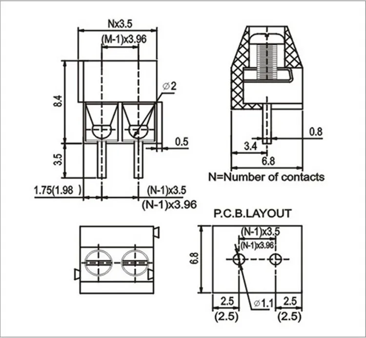 10 шт./лот KF350 2Pin 3 5 мм шаг PCB винтовая Клеммная колодка разъемы 300 В/10A | Обустройство