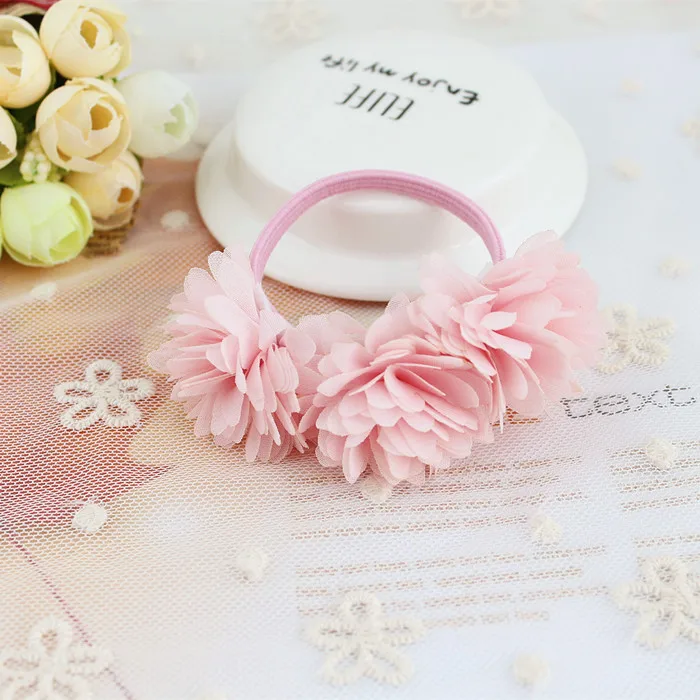 Резинки для волос шифоновые с цветами 2 шт./лот | Аксессуары одежды