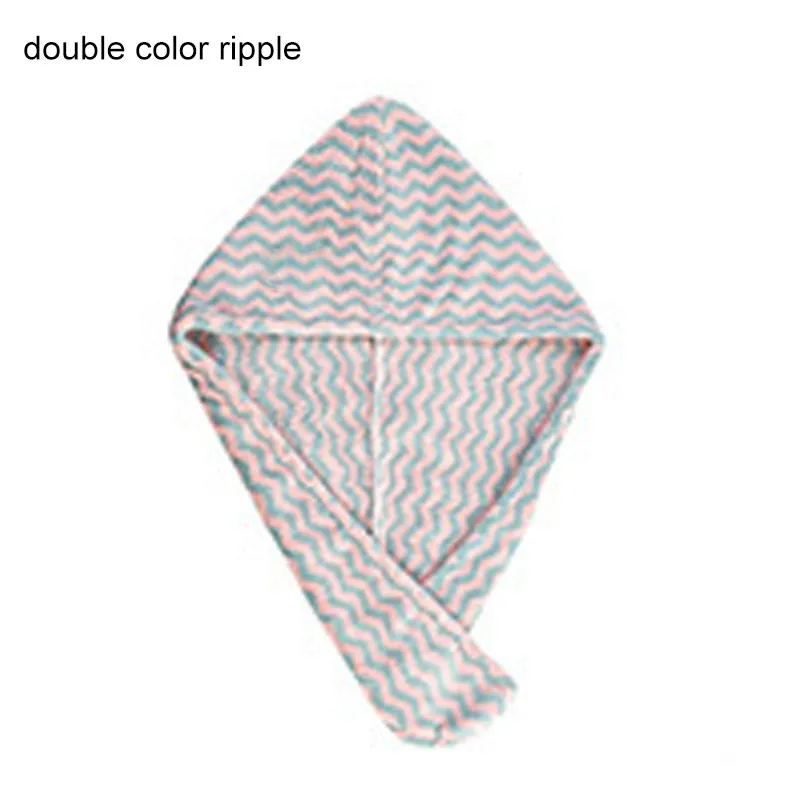 double color ripple Полотенца для волос быстро высыхают 1 шт. портативные аксессуары для ванной комнаты сухая шапка для волос шапочка для душа микрофибра тюрбан для волос супер абсорбция - Цвет: double color ripple