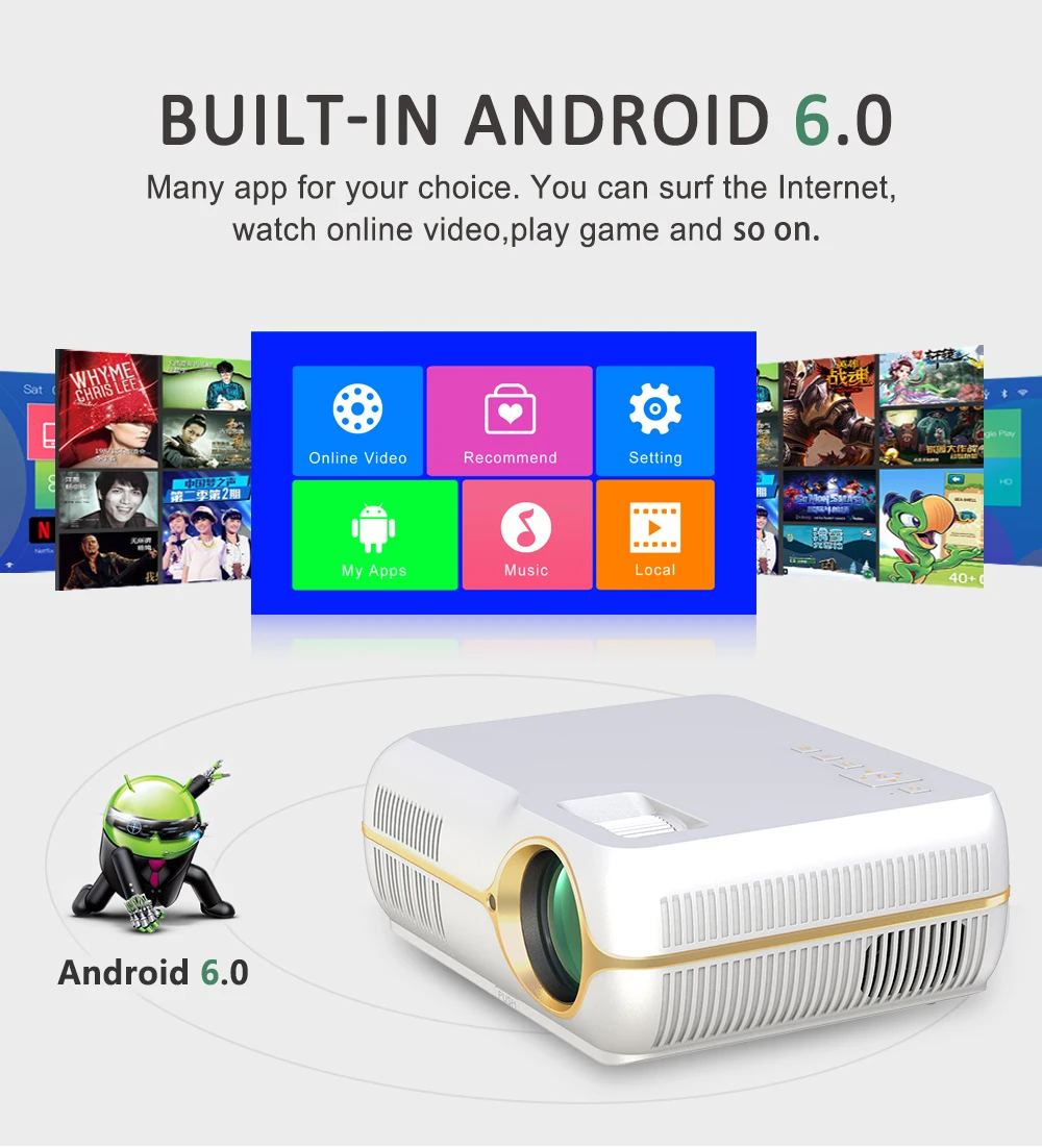 DH-A10 видео домашний Android WiFi проектор Full HD светодиодный ЖК-дисплей домашний кинотеатр умный проектор ТВ видео проектор
