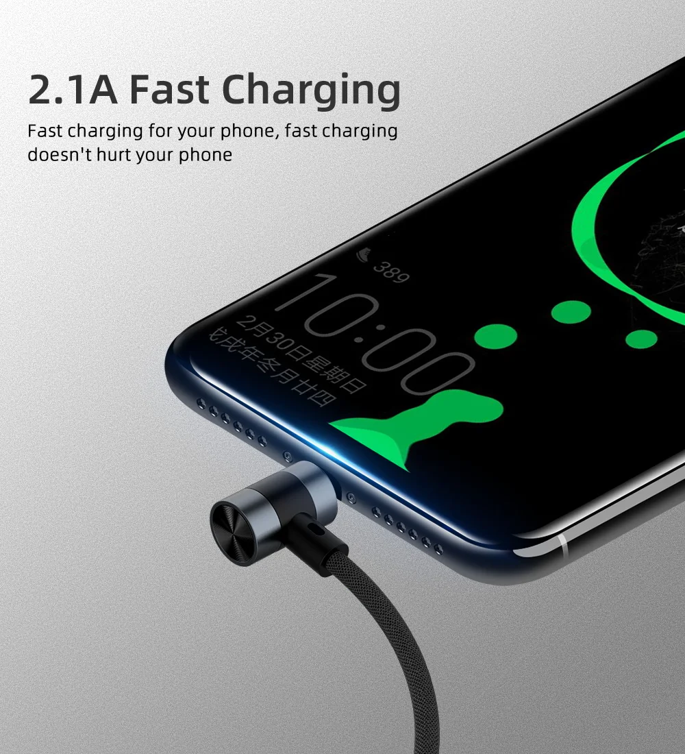 90 градусов локоть USB C Micro USB кабель 2.1A быстрое зарядное устройство USB шнур L Тип Нейлоновый плетеный кабель для передачи данных для huawei samsung sony Xiaomi