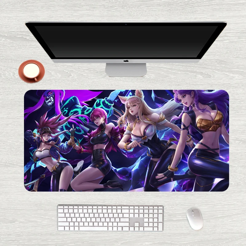 Большой игровой коврик для мыши KDA 80x40 см прочный резиновый League of Legends Настольный