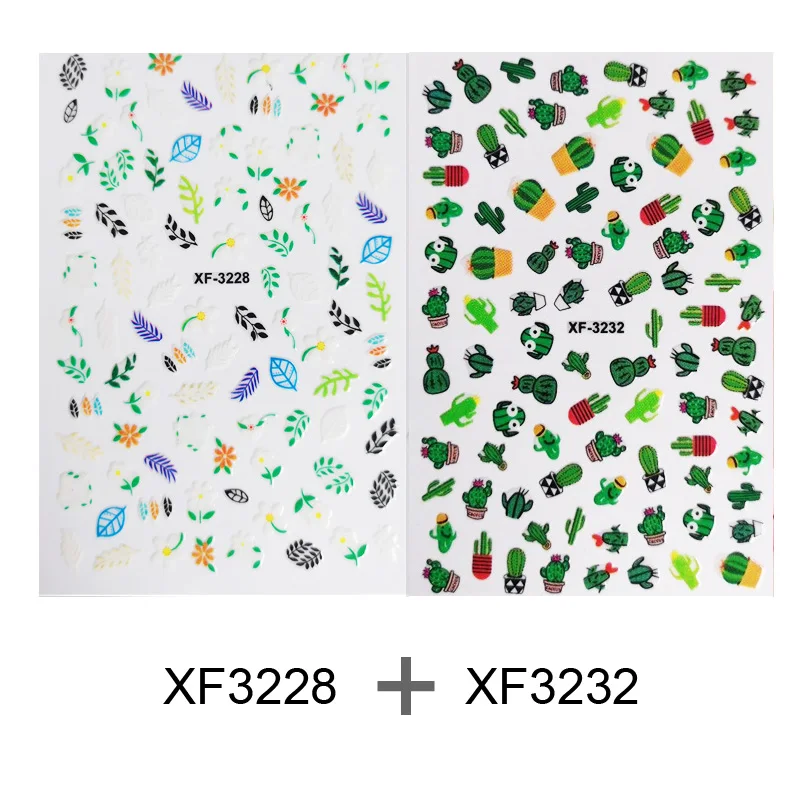 XF3228-XF3232 Addfavor, 2 шт, цветок, лист, милый стикер для ногтей, самоклеющиеся 3D наклейки для дизайна ногтей, наклейка, летнее украшение для ногтей для женщин, девочек, детей - Цвет: XF3228-XF3232
