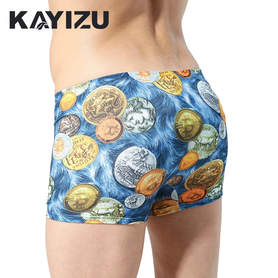 KAYIZU 4 шт./лот мужские нижние трусы с принтом в виде монет боксеры Los Hombres Boxeador
