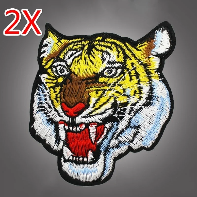 2 шт. Вышивка головы тигра Приклеивание утюгом нашивка значки сумка одежда ткань