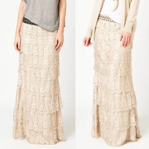 2017 новая женская кружевная многослойная длинная юбка эластичная Цветочная