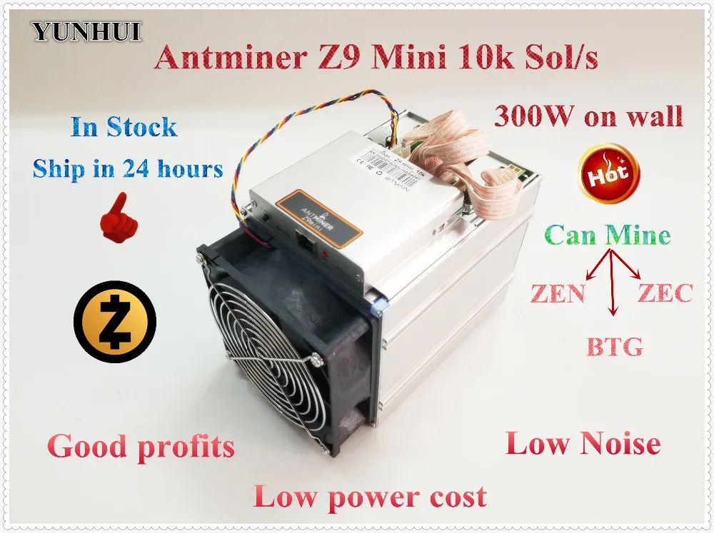 Бывший в употреблении ZCASH Miner BITMAIN Antminer Z9 Mini 10k Sol/s Equihash ZEN ZEC BTG лучше чем S9 S11 S15 A9