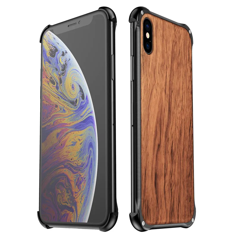 Soinmy роскошный XS металлический чехол для iPhone 7 Чехол деревянная задняя крышка 8 Plus X
