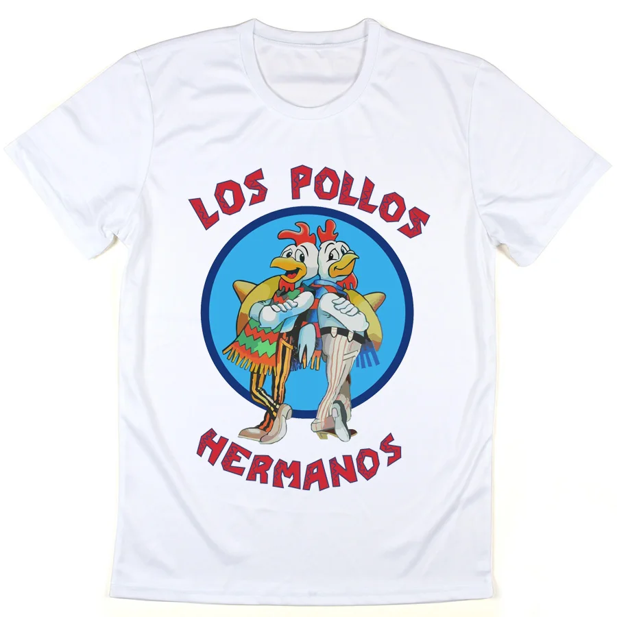 Мода Лос Pollos Hermanos Футболки Мужчины Комедий Breaking Bad Печатный Лето Фитнес Одежда Swag