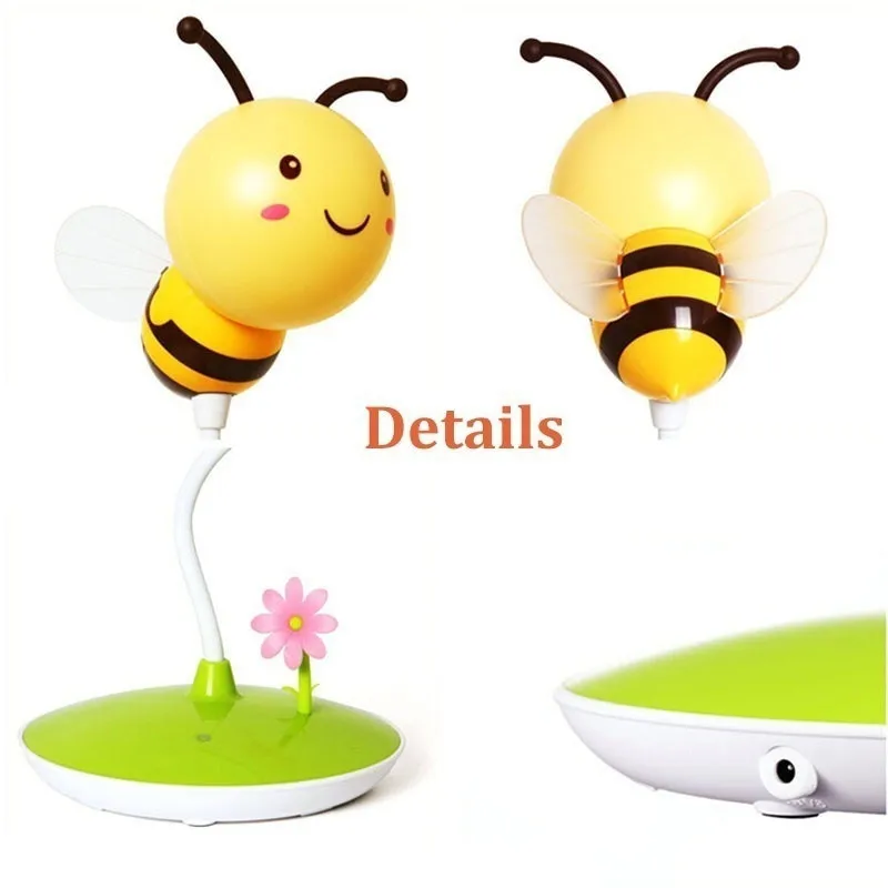 Светодиодный ночник с рисунком пчелы зарядка через usb ABS лампа зажигающаяся от