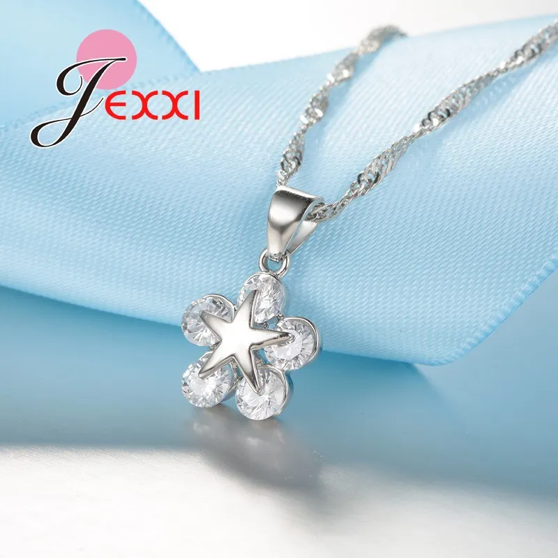 Элегантный женский комплект ювелирных изделий в виде цветка из стерлингового