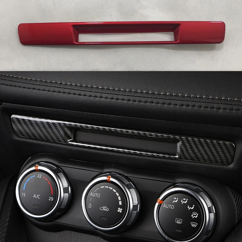 

For Mazda CX3 2016 2017 2018 Center Console Carbon Fibre Liquid Crystal Screen Trim Strip CX-3 Car Accessories LHD/RHD Red Black