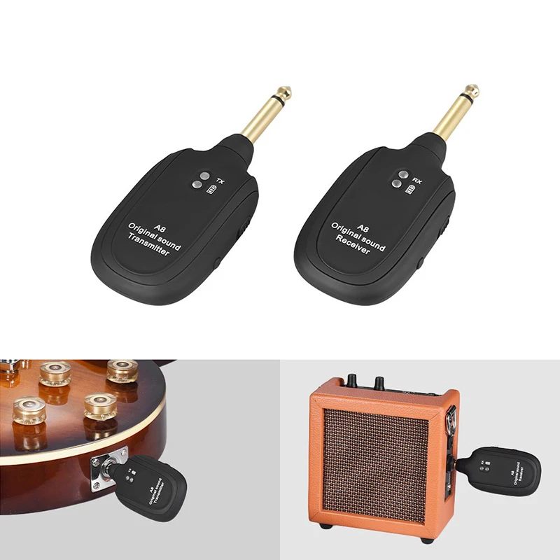 

2pcs Guitar Transceiver A8 UHF Electric Instrument Guitars Transceiver Accessories Wireless 730MHZ 50M Range for Bass Violin