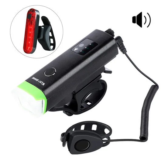 bell set green red WEST BIKING, передний велосипедный светильник, USB, перезаряжаемый, водонепроницаемый, светодиодный фонарь для велосипеда, велосипедный головной светильник, для скалолазания, безопасный, мигающий светильник, лампы - Цвет: bell set green red