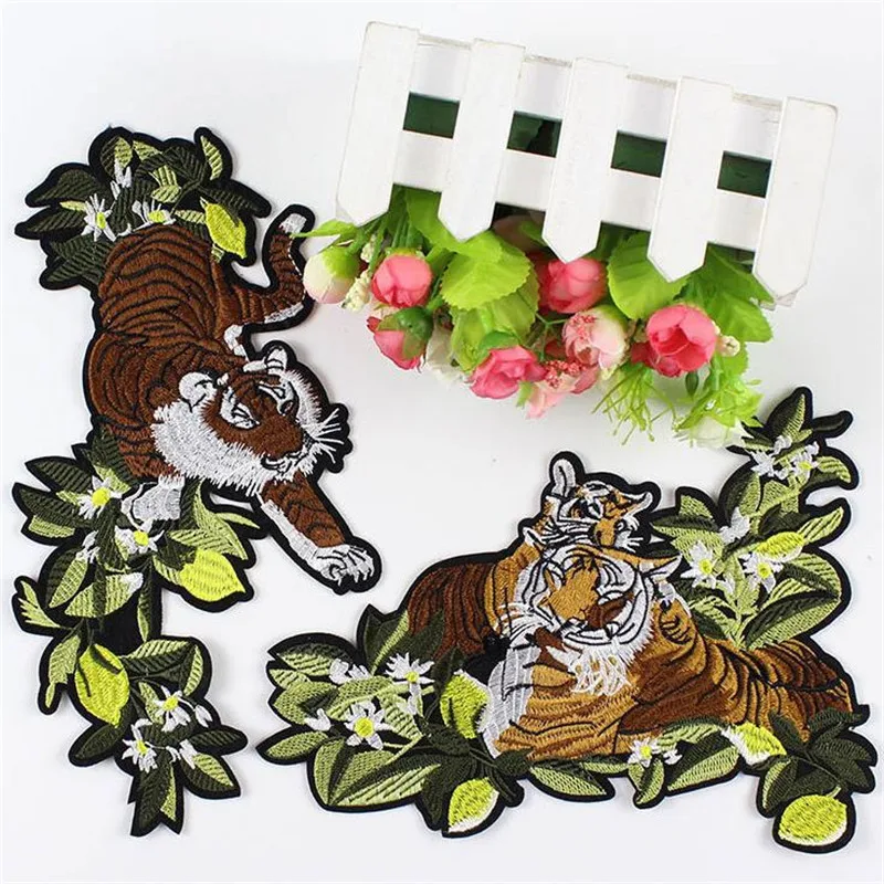 Вышивка животных патч иметь дело с ним 27 см тигр утюг на патчи для одежды 3D