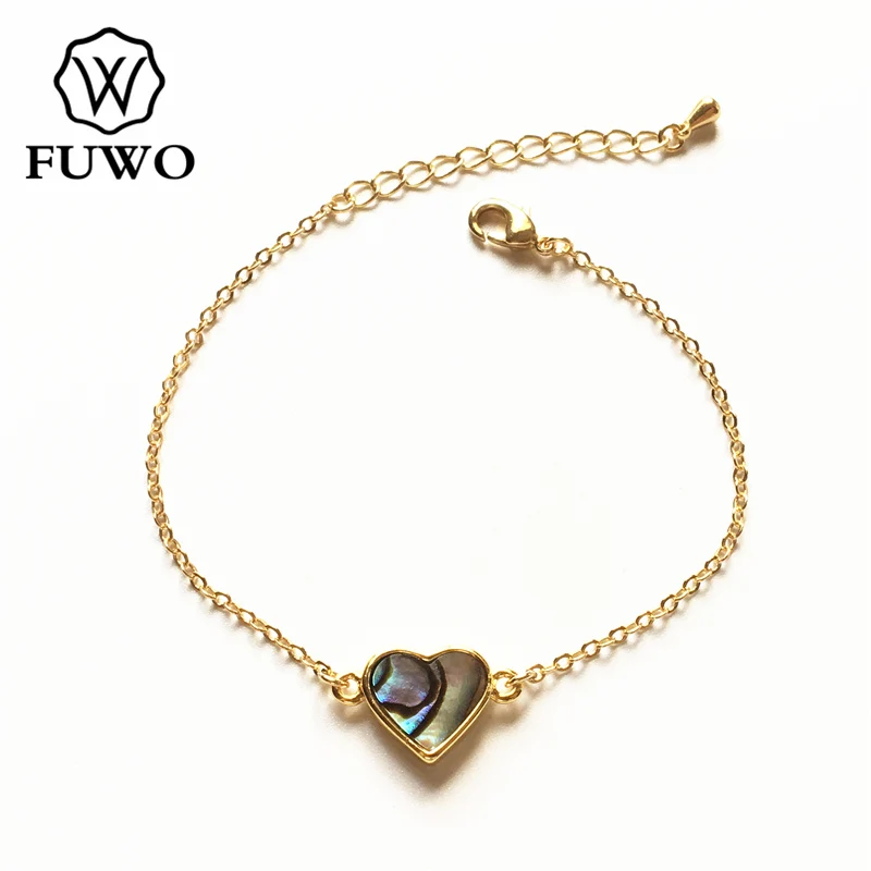 FUWO натуральный браслет из ракушек абалона с золотыми отделанными натуральными