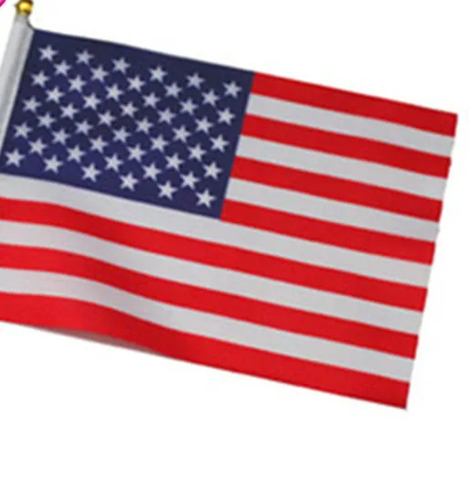 Wholesale USA 100pcs United States flag American Hand Waving Flag 14*21cm Polyester procession meet party decoration | Дом и сад