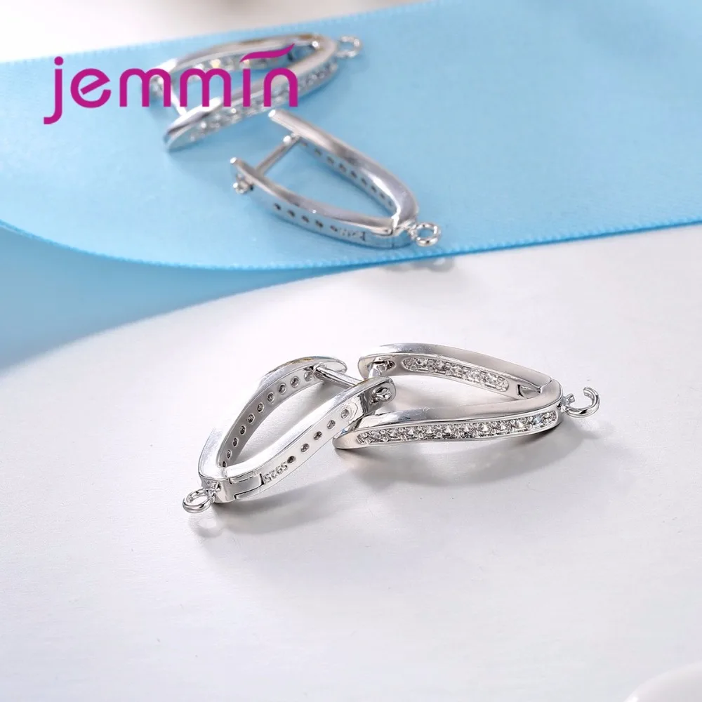 

Top Quality 925 Sterling Silver Hoop Earrings Accessory With Clear Cubic Zirconia For Women Lady Party Wedding Jewelry