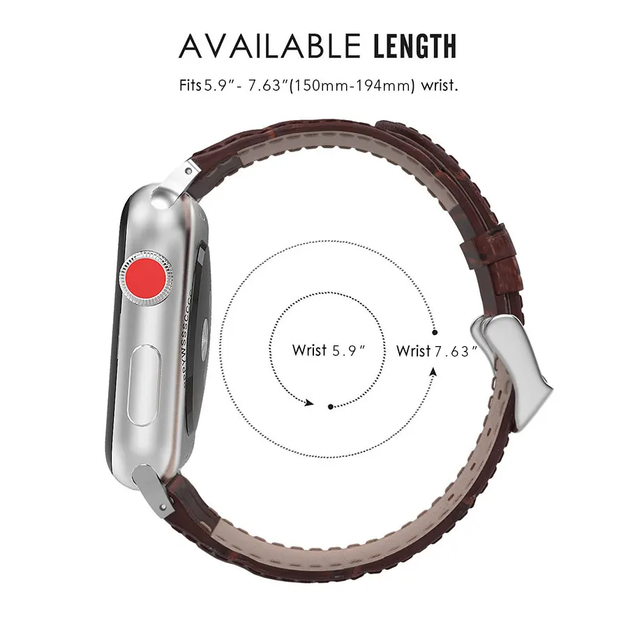 Ремешок из натуральной кожи с металлической пряжкой для Apple Watch 38 мм 42 мм для женщин и мужчин Крокодил Спортивные ремни 40 мм 44 мм iWatch Band