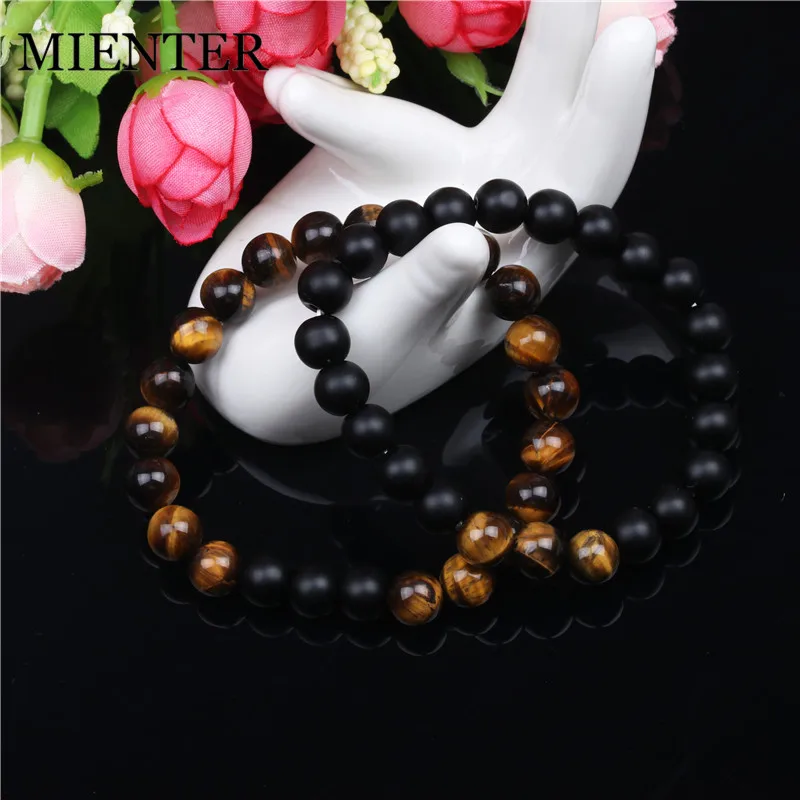 MIENTER Fashion Couple Jewelry Hot Selling Natural Tiger Eye Stone Lovers Bracelet Women Men | Украшения и аксессуары