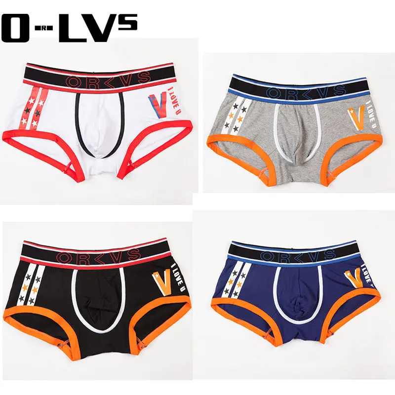 ORLVS 4 шт. боксеры мужское нижнее белье Cueca хлопок летние дышащие трусы пенис