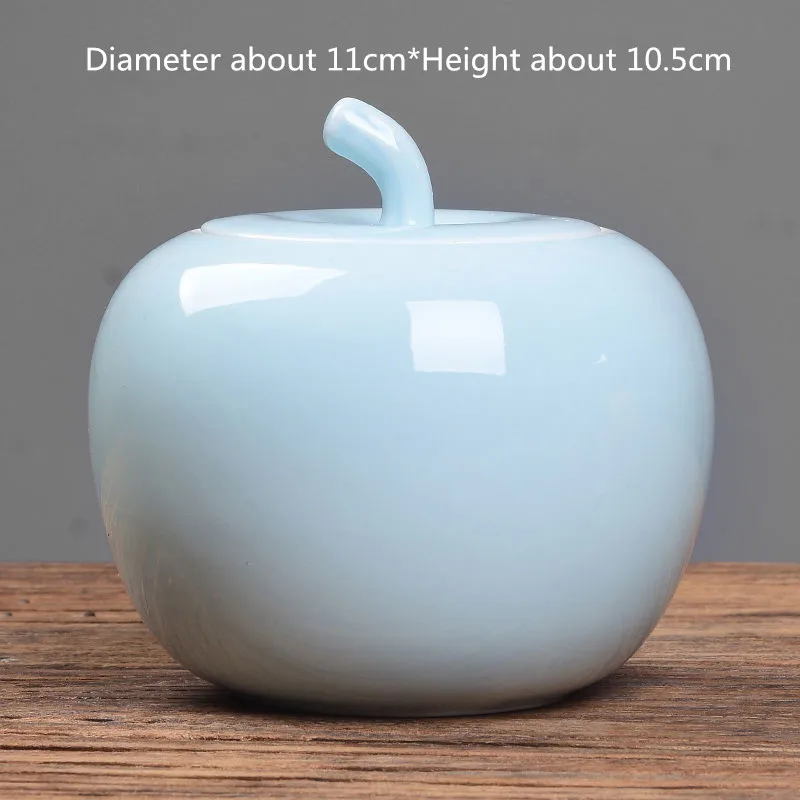 pingguo Sky Blue Маленькие керамические баночки для хранения, пряность для чая, сахара, кофе, мини-ящик для хранения с крышками, Баночки, украшение для дома, кухни, многоцветный, 8 размеров - Цвет: pingguo Sky Blue
