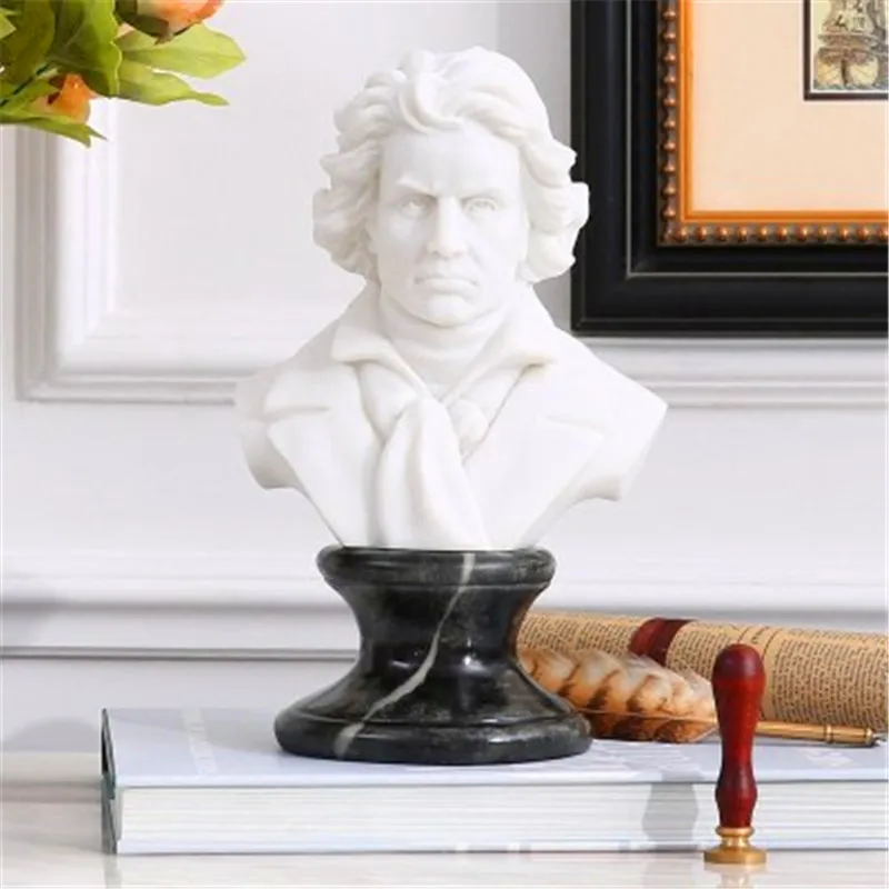 Белый Pianist композитор Ludwig Van Beethoven бюст статуя Европейский стиль предметы домашнего интерьера G1008 - Цвет: Белый