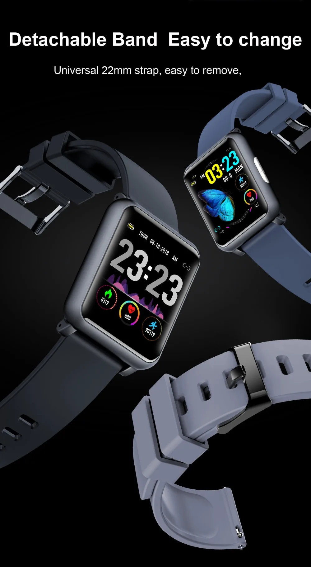H9 smartwatch PPG+ ЭКГ монитор датчик частоты сердечных сокращений браслет для прогулки IP68 Водонепроницаемый Фитнес для IOS и Android