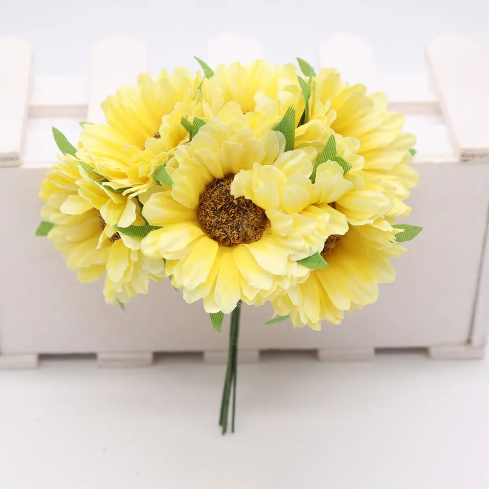 6 шт. ручной работы gerbera модный домашний сад невесты diy из упаковочного материала Свадебные банкетные Декоративные искусственные цветы ножницы Корона