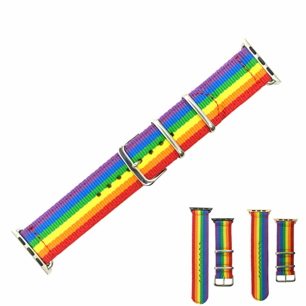Нейлоновый ремешок Pride rainbow для apple Iwatch Холщовый браслет iwatch 3/2/1 38 42 40 44 мм наручных