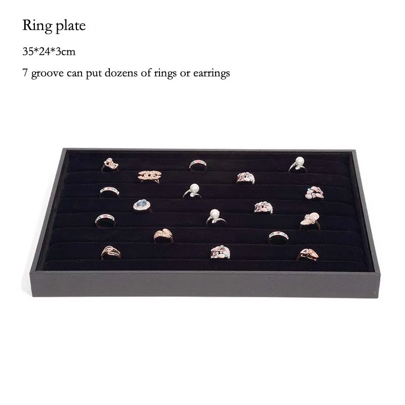 Ring plate Из искусственной кожи Ювелирные изделия дисплей пластина серьги кольцо ожерелье кулон лоток реквизит коробки счетчик ювелирных изделий - Цвет: Ring plate