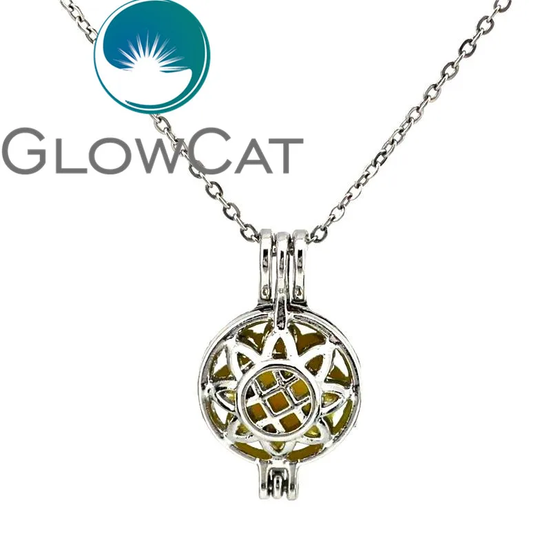 GLOWCAT KK640 серебряные подсолнухи бусины клетка диффузор эфирного масла жемчужная