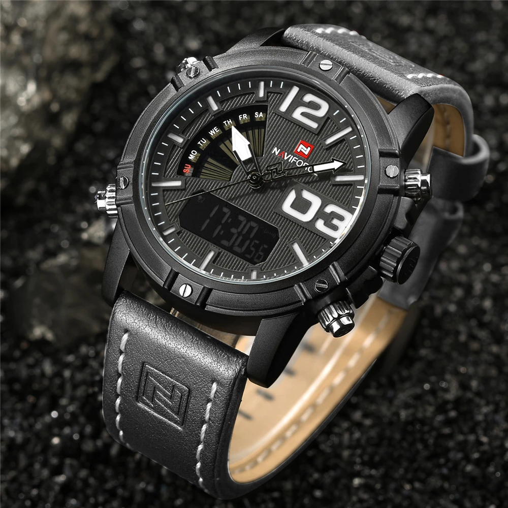 Часы наручные NAVIFORCE Мужские кварцевые роскошные брендовые водонепроницаемые