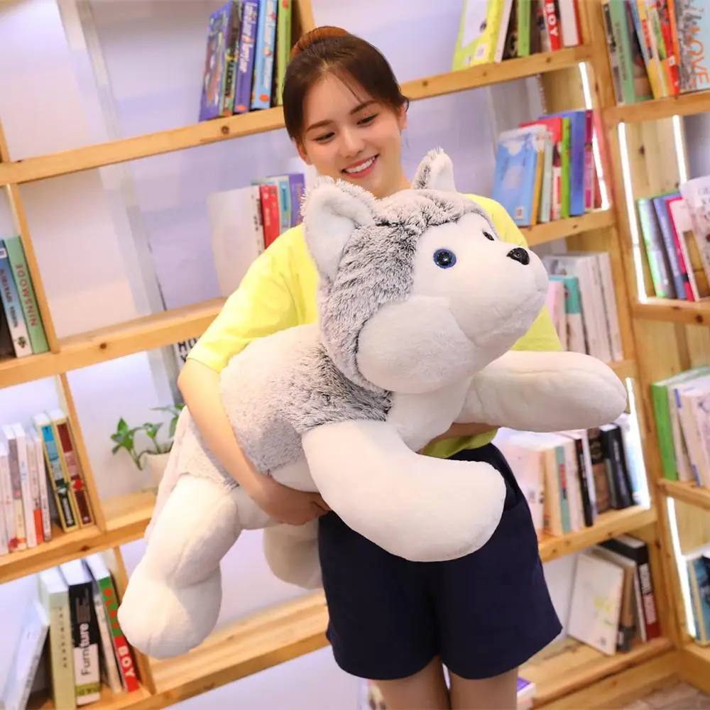 

1pc 60-110cm Cute Lying Husky Dog Plush Toys Stuffed Soft Dog Animal Pillow Cushion Kids Lovely Doll Girls Christmas Binquedos