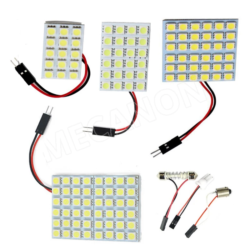 

4sets Car Reading Map Lamp 6 9 12 15 24 36 48 LED 5050 SMD Auto Dome Interior Bulb Roof Lights T10 Adapter Festoon Base Lamp