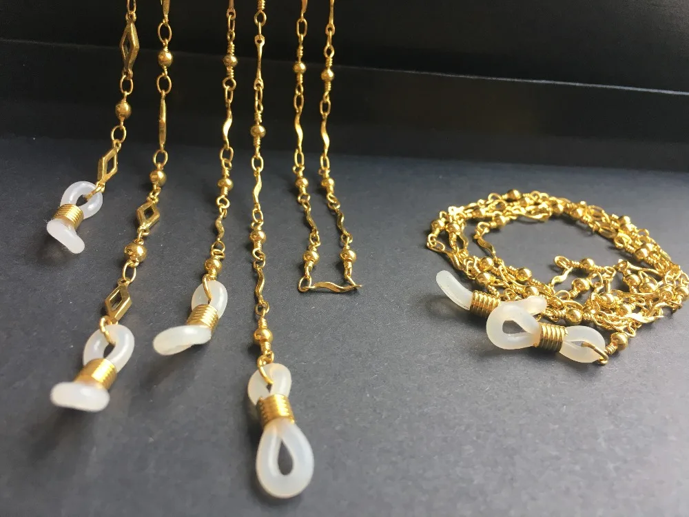 eyeglass gold retainer eyewear metal brass copper chain spectacle holder cord string silicone end