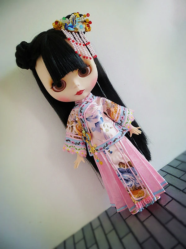 2 шт./компл. изысканный китайский древний костюм для blyth kurhn licca 1/6 bjd кукла розовый