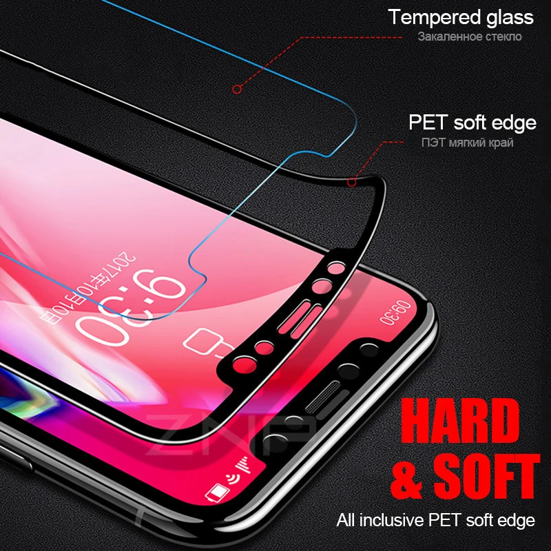 3D полное покрытие изогнутый мягкий край закаленное стекло для iPhone Xs max защита экрана на X XR Полное защитная