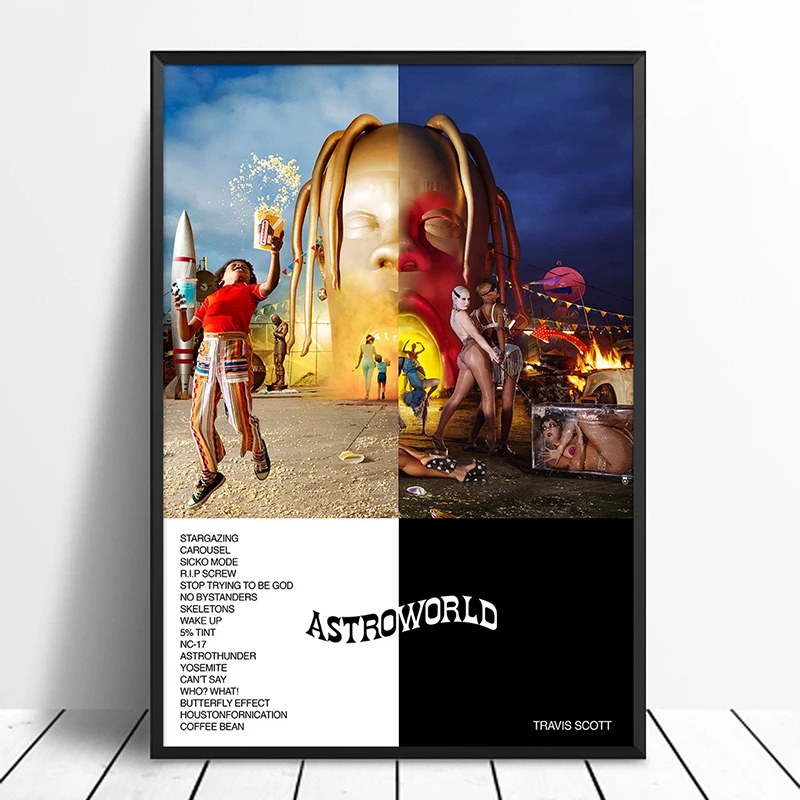 Принтом Трэвиса Скотта-Astroworld альбом поп-музыки крышка плакат музыкальной звезды