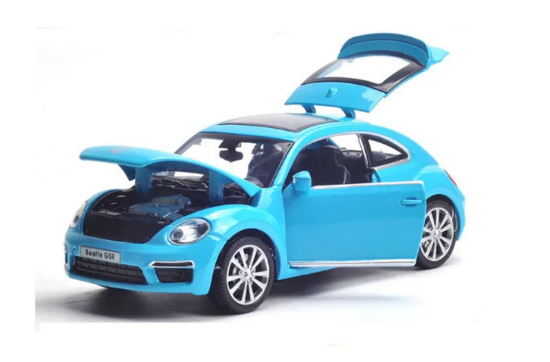 Синий Двойные лошади, 1:32,, Volkswagen Beetle, литая под давлением модель автомобиля, игрушка, модель автомобиля, электронная машина, детские игрушки, подарок - Цвет: Синий