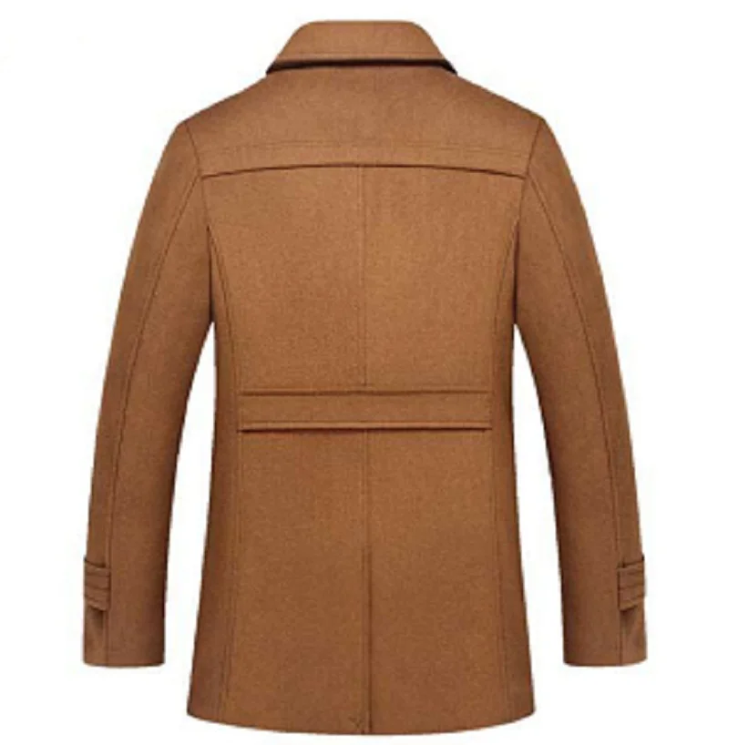 Зимняя мужская шерстяная приталенная куртка модная верхняя одежда теплое пальто