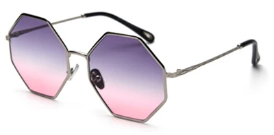 grey pink lens Kachawoo Восьмиугольные солнцезащитные очки для женщин, винтажные многоугольные стильные негабаритные солнцезащитные очки для мужчин, черные коричневые линзы, горячая Распродажа, лето - Цвет линз: grey pink lens