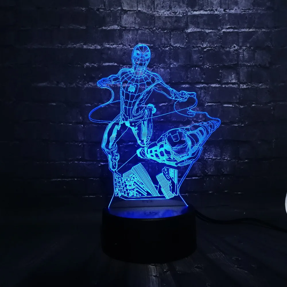 Дропшиппинг светодиодный ночник USB База спиндер Железный человек волшебная лампа спальня сон 7 цветов Изменение Мальчик Дети Рождество игрушка на подарок для мальчика